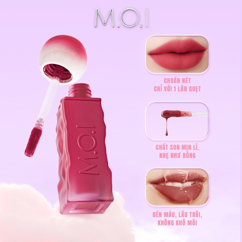 Son Kem Lì M.O.I Cotton Candy 4g .#8 Strawberry Đỏ Hồng Dâu