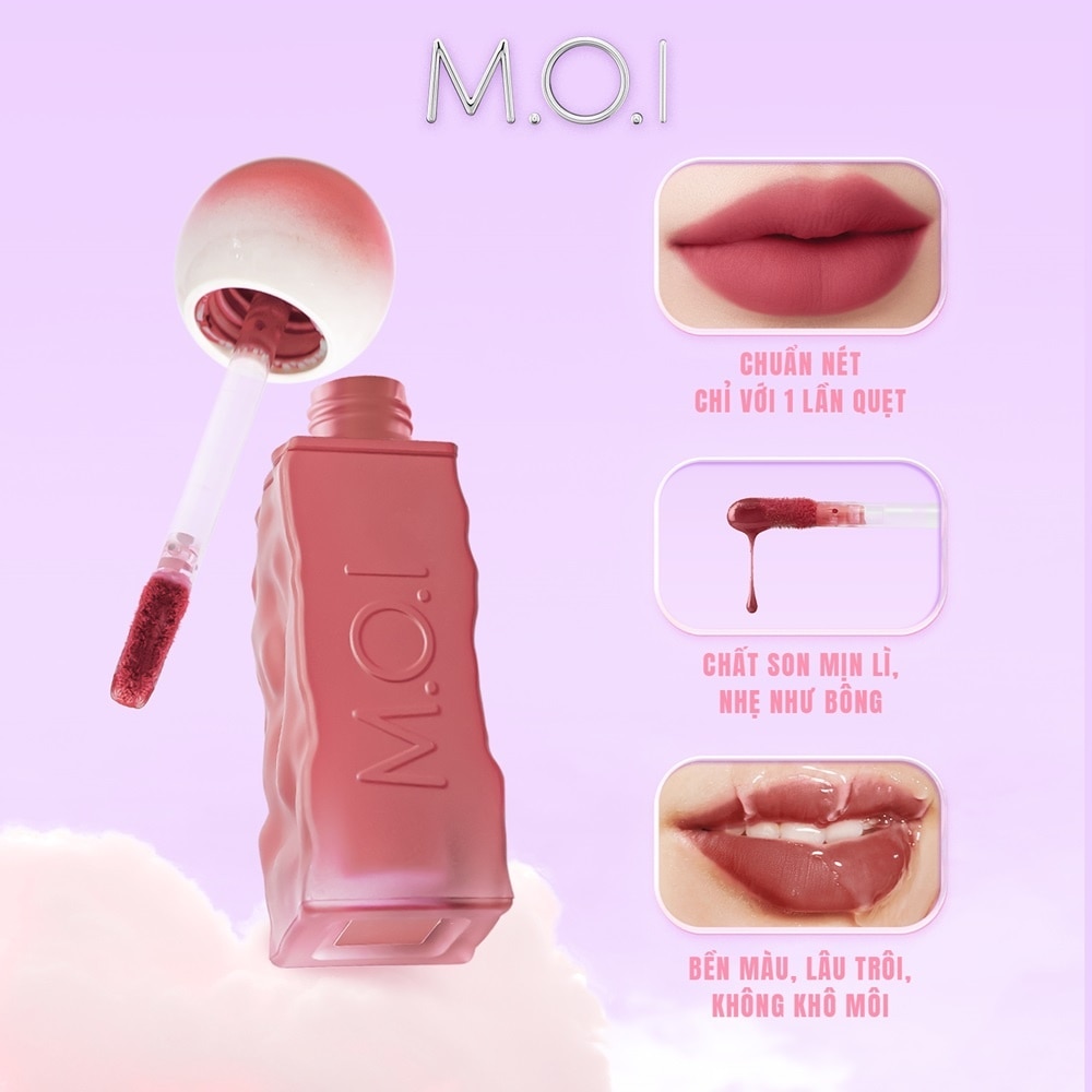Son Kem Lì M.O.I Cotton Candy 4g .#12 Lychee Hồng Vỏ Đỗ