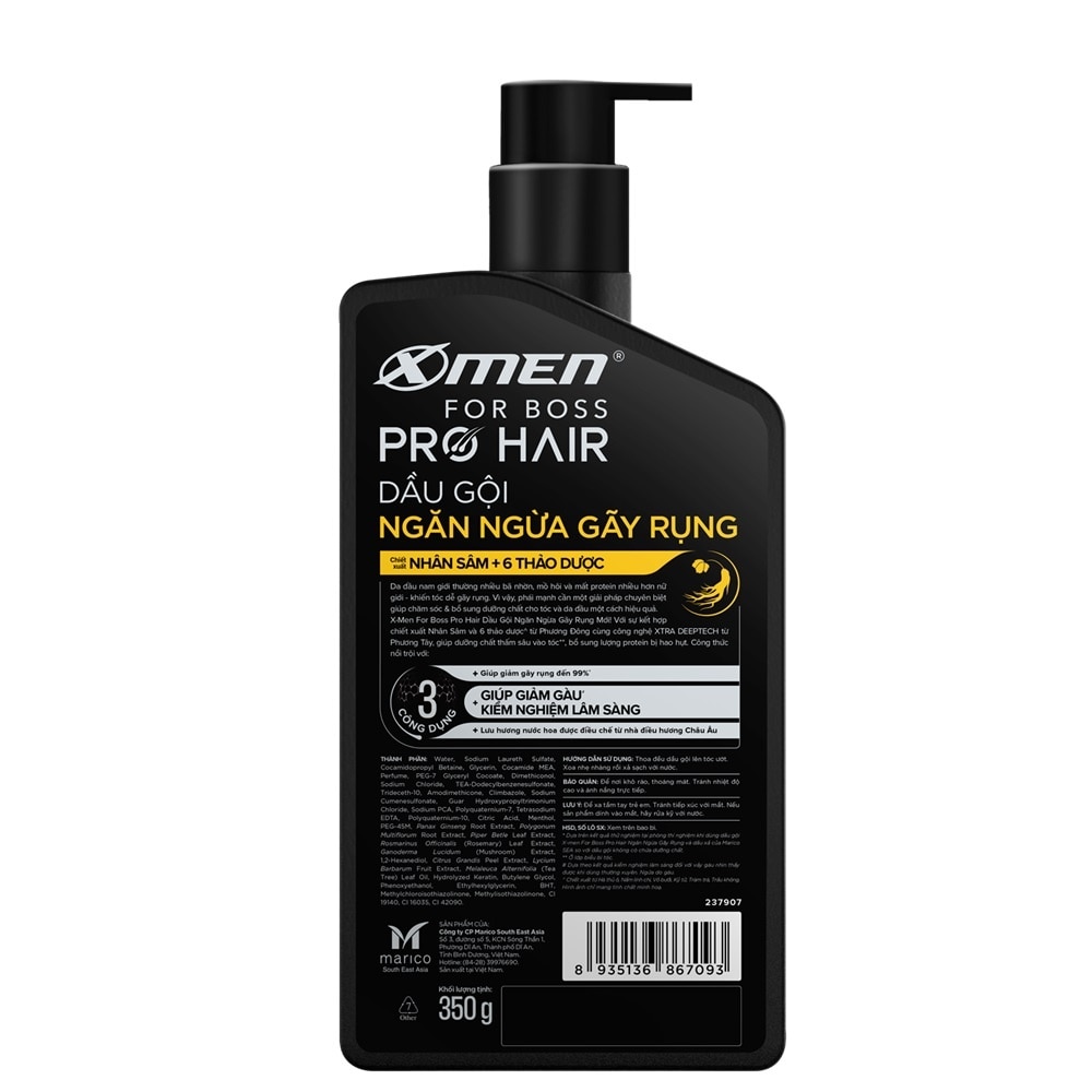 Dầu Gội Xmen For Boss Pro Hair Ngăn Gãy Rụng Tóc 350g