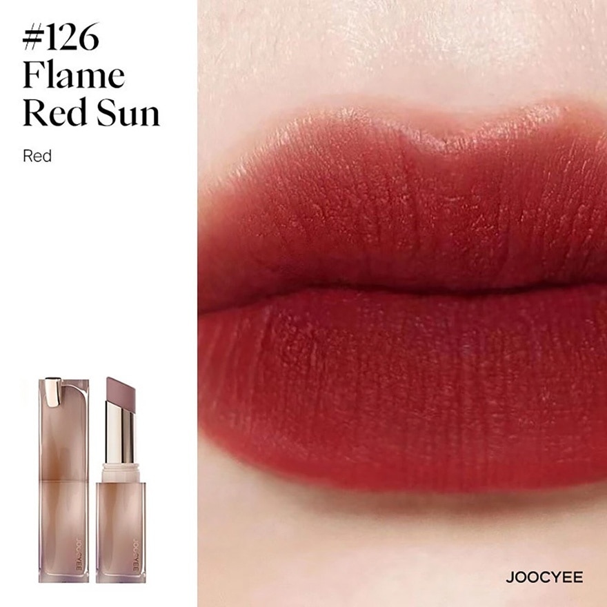 Son Thỏi Mịn Lì Joocyee Muddy Rouge 3.2g .#126 Flame Red Sun