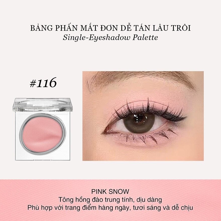 Phấn Mắt Joocyee Single Eyeshadow 1.8g .#M116 Pink Snow