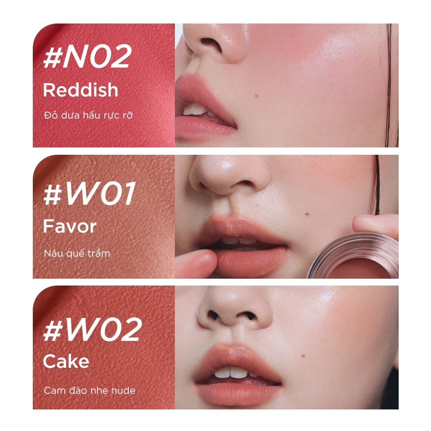 Son & Má Hồng Kem Đa Năng Judydoll Watery Multiuse Color Balm 6g .#W01 Nâu Quế Trầm
