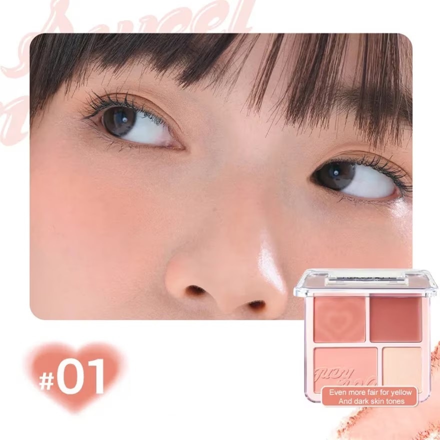 Phấn Má Hồng & Bắt Sáng 4 Ô Judydoll Blush & Highlight Palette 9g .#01 Tông Ấm