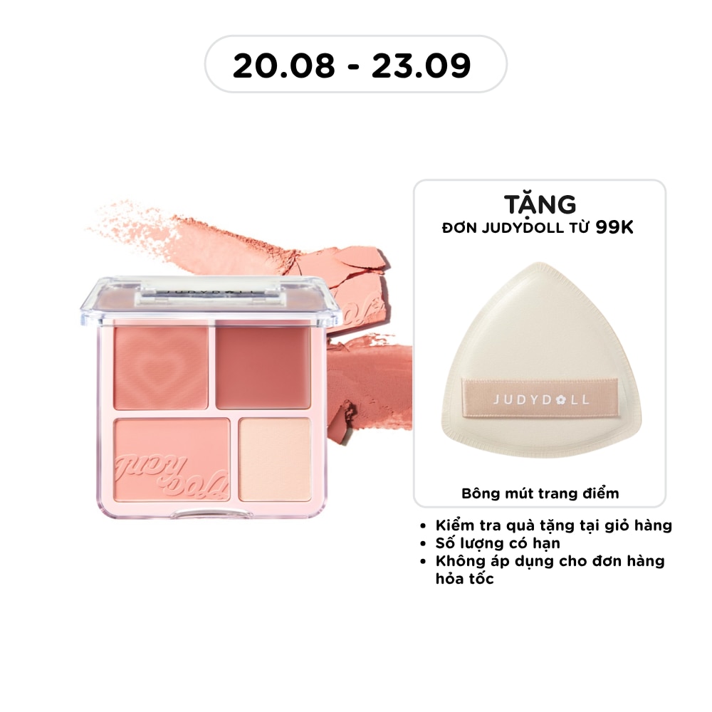 Phấn Má Hồng & Bắt Sáng 4 Ô Judydoll Blush & Highlight Palette 9g .#01 Tông Ấm image