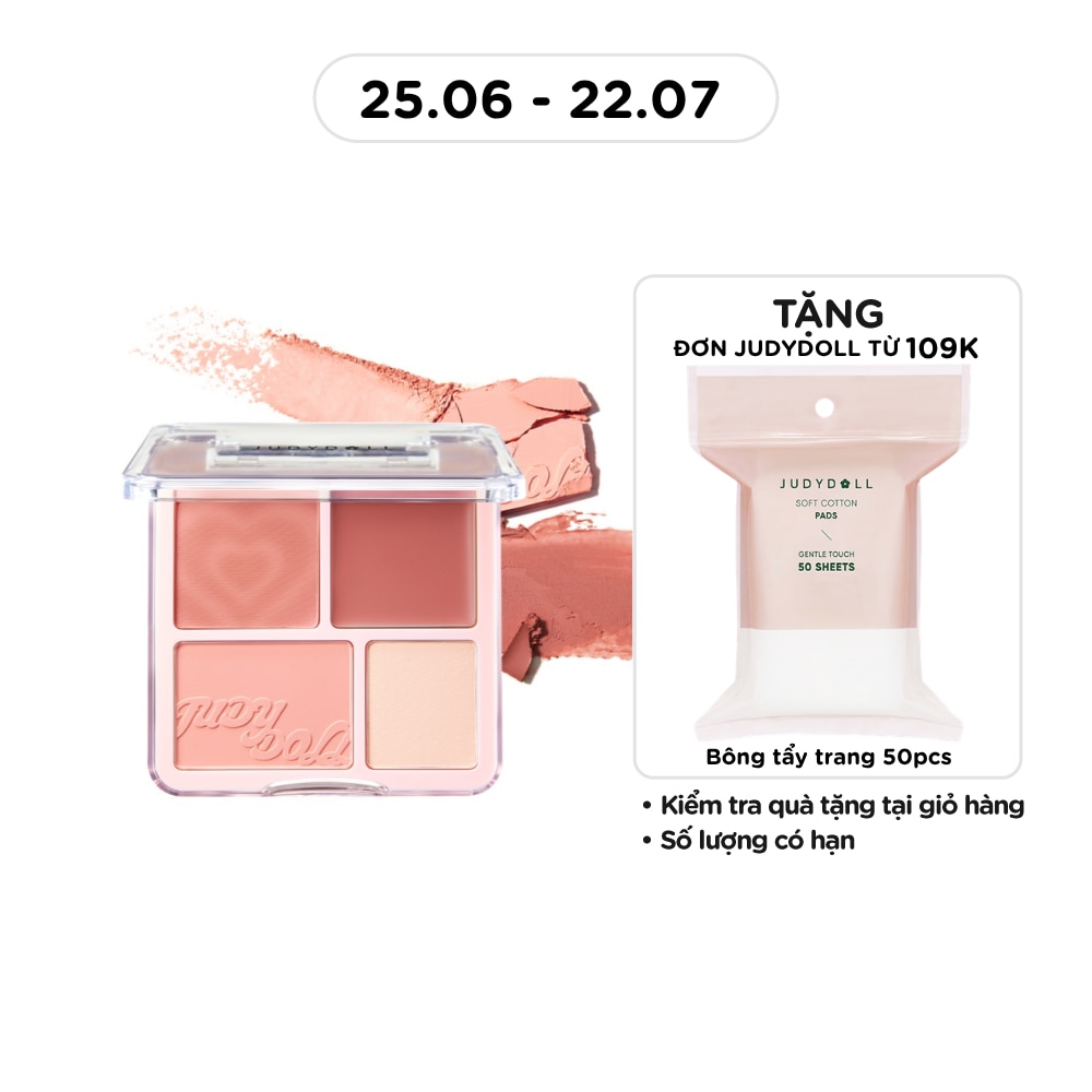 Phấn Má Hồng & Bắt Sáng 4 Ô Judydoll Blush & Highlight Palette 9g .#01 Tông Ấm image