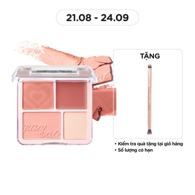 JUDYDOLL Phấn Má Hồng & Bắt Sáng 4 Ô Judydoll Blush & Highlight Palette 9g .#01 Tông Ấm