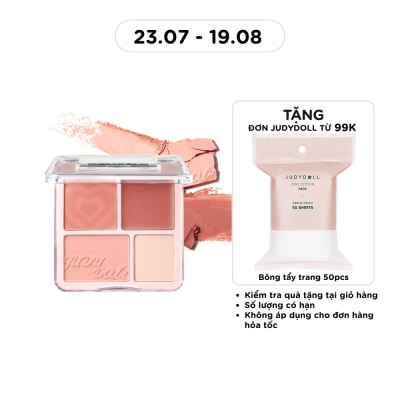 JUDYDOLL - Phấn Má Hồng & Bắt Sáng 4 Ô Judydoll Blush & Highlight Palette 9g .#01 Tông Ấm image
