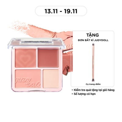 JUDYDOLL Phấn Má Hồng & Bắt Sáng 4 Ô Judydoll Blush & Highlight Palette 9g .#01 Tông Ấm