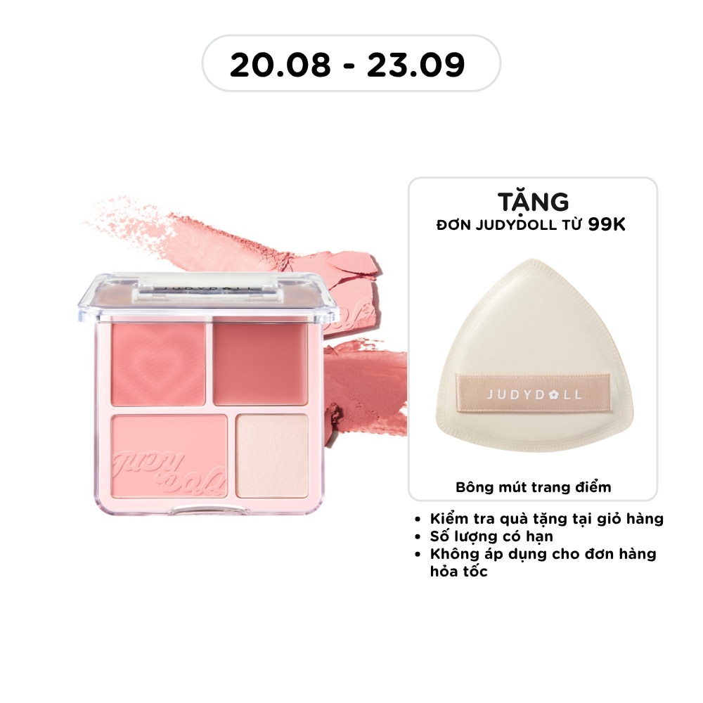Phấn Má Hồng & Bắt Sáng 4 Ô Judydoll Blush & Highlight Palette 9g .#02 Mọi Tông Da image