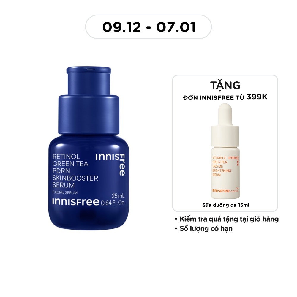 Tinh Chất innisfree Căng Bóng, Đàn Hồi Retinol Green Tea PDRN Skinbooster Ampoule 25ml