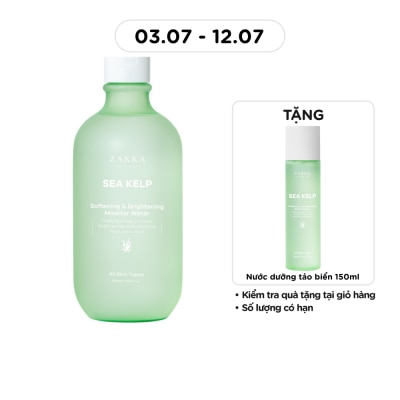 ZAKKA NATURALS - Nước Tẩy Trang Zakka Naturals Tảo Biển Sea Kelp Softening & Brightening Micellar Water 500ml