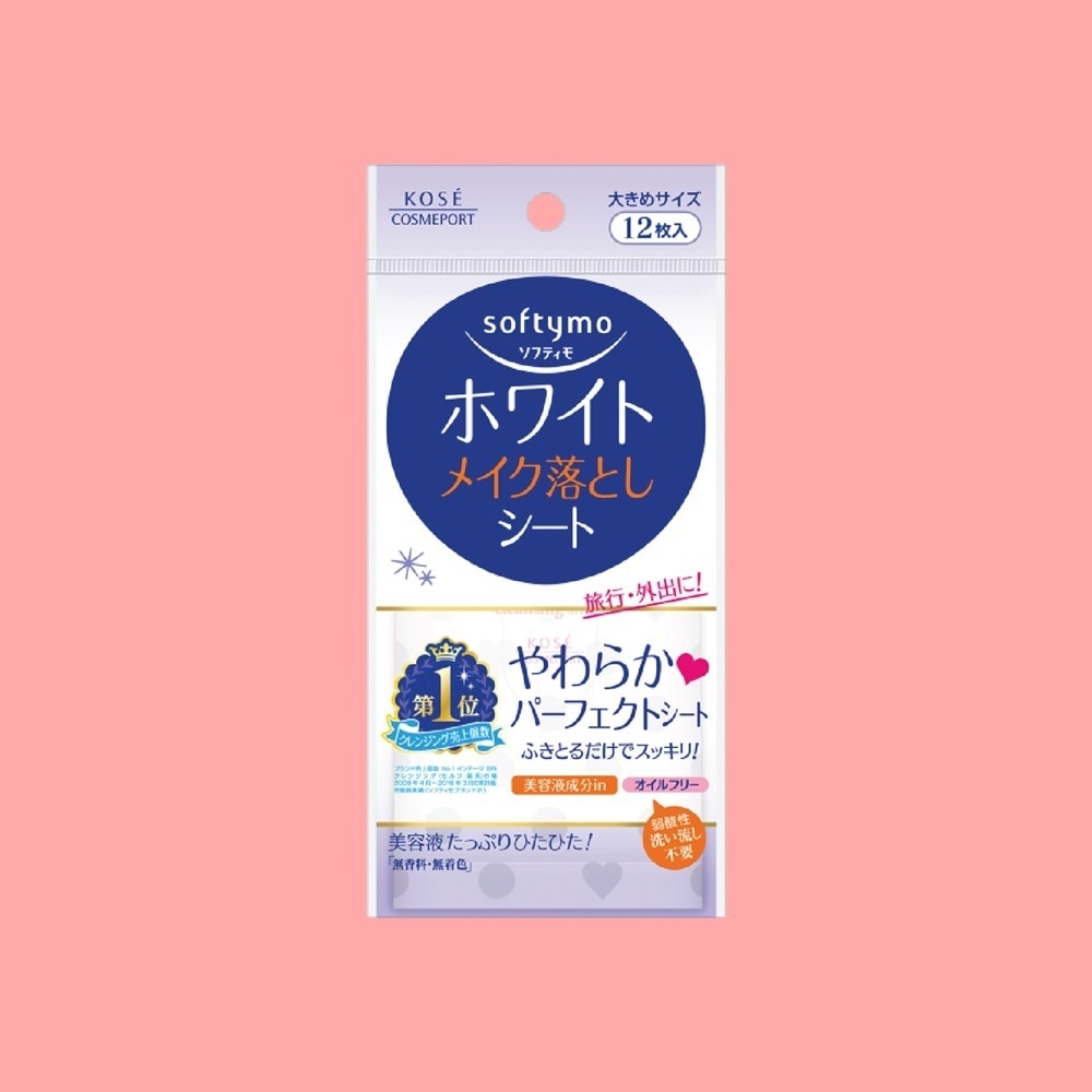 Khăn Ướt Tẩy Trang Kosé Softymo Makeup Remover Sheet W (White) 12 Miếng