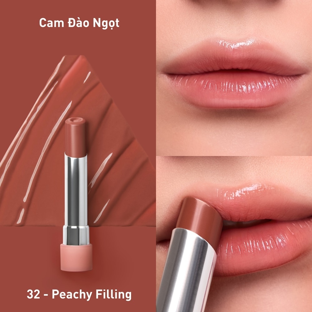 Son Bóng Dưỡng Môi 3CE Glazy Lip Glow 5g .#32 Peachy Filling Cam Đào Ngọt image