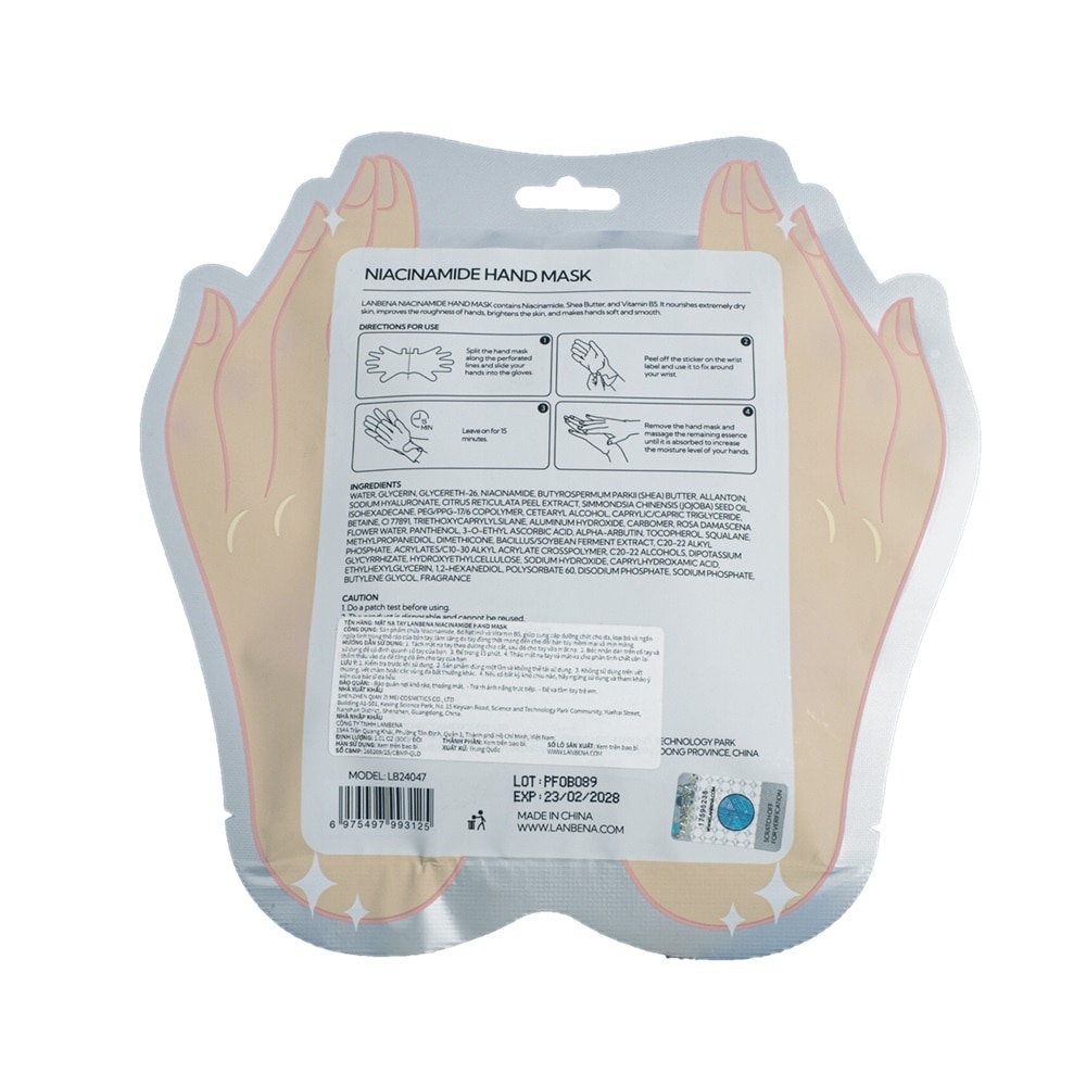 Mặt Nạ Tay Lanbena Dưỡng Trắng Da Niacinamide Hand Mask 1 Đôi