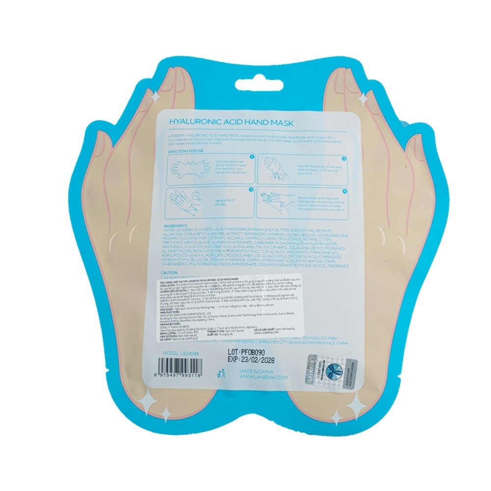 Mặt Nạ Tay Lanbena Dưỡng Ẩm Da Hyaluronic Acid Hand Mask 1 Đôi