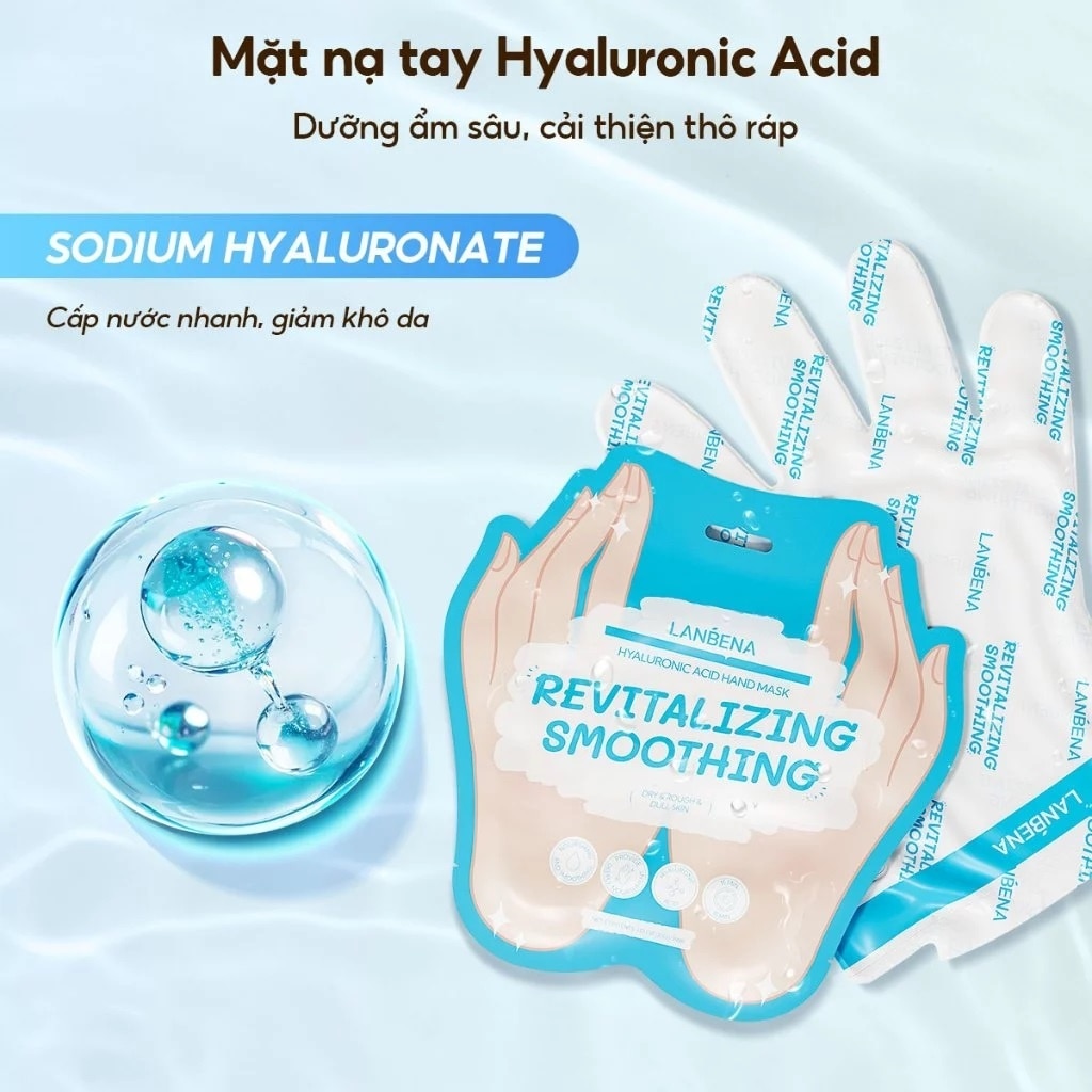 Mặt Nạ Tay Lanbena Dưỡng Ẩm Da Hyaluronic Acid Hand Mask 1 Đôi