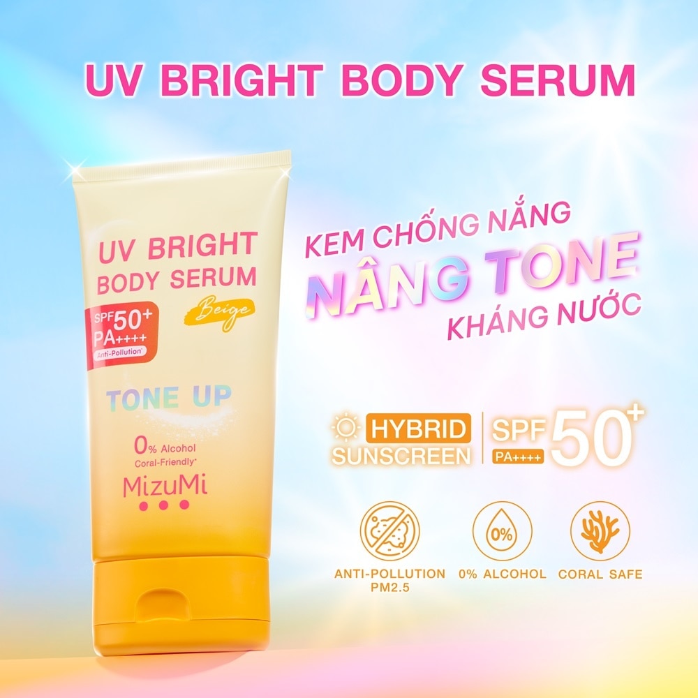 Kem Chống Nắng Nâng Tone Mizumi UV Bright Body Serum Beige SPF50+ PA++++ 120g