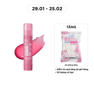 MIZUMI Son Dưỡng Chống Nắng Mizumi Skincare UV Lip Glassy Balm Paris Pink 3.5g