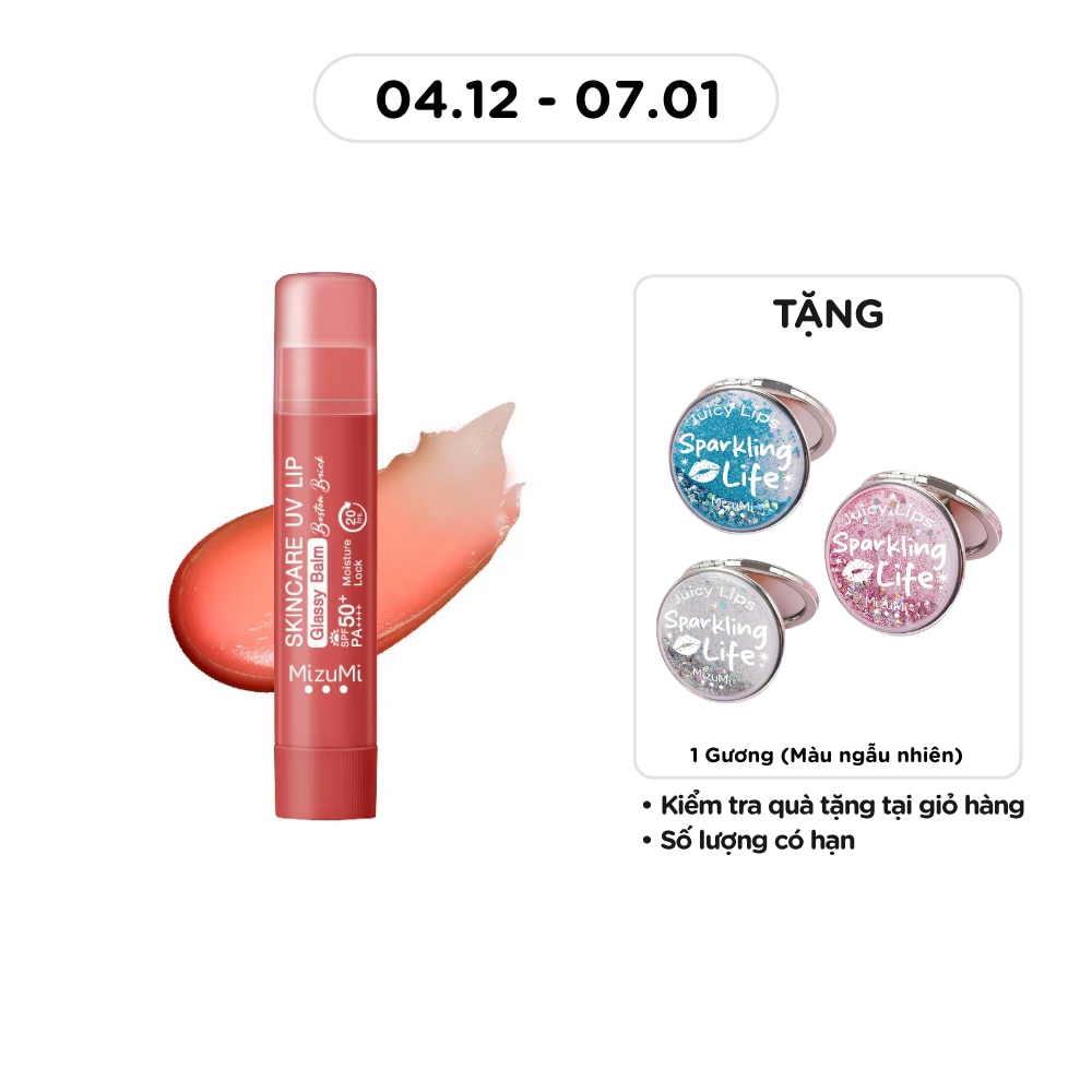 Son Dưỡng Chống Nắng Mizumi Skincare UV Lip Glassy Balm Boston Brick 3.5g