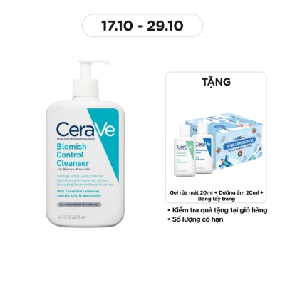 CERAVE Sữa Rửa Mặt Cerave Cho Da Dầu Mụn Blemish Control Cleanser 473ml