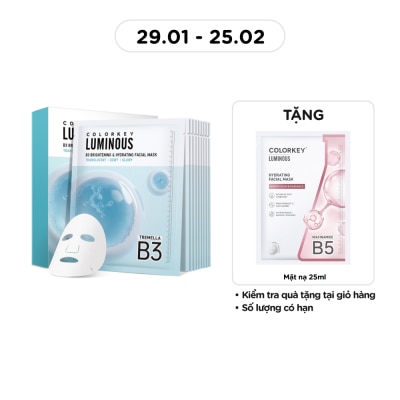COLORKEY Mặt Nạ Cấp Ẩm Và Sáng Da B3 Colorkey Luminous B3 Brightening & Hydrating Facial Mask 30ml x 10pcs