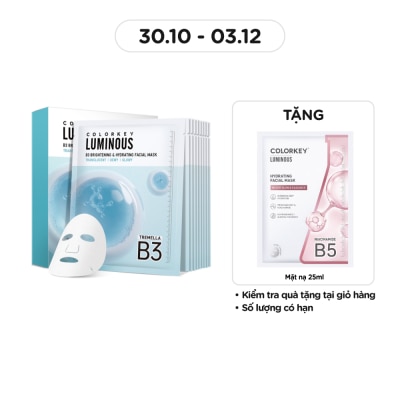 COLORKEY Luminous B3 Brightening & Hydrating Facial Mask 30ml x 10pcs