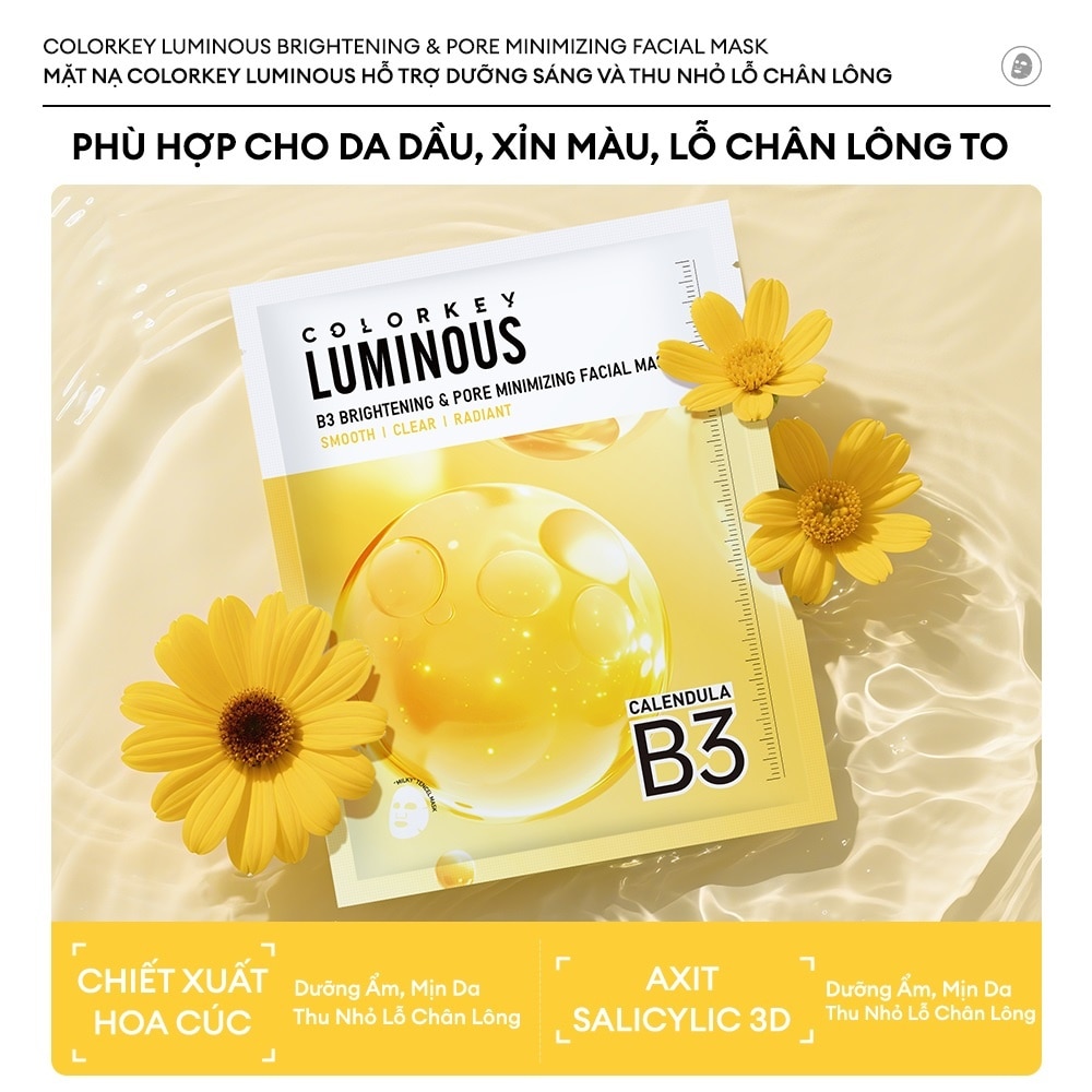 Mặt Nạ Se Khít Lỗ Chân Lông Và Sáng Da B3 Colorkey Luminous B3 Brightening & Pore Minimizing Facial Mask 30ml