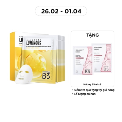 Mặt nạ se khít lỗ chân lông và sáng da b3 colorkey luminous b3 brightening & pore minimizing facial mask 30ml x 10pcs