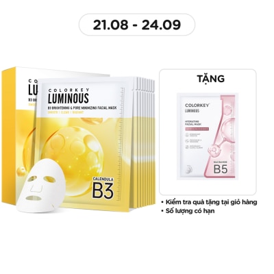 COLORKEY Luminous B3 Brightening & Pore Minimizing Facial Mask 30ml x 10pcs