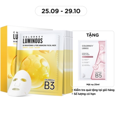 COLORKEY Luminous B3 Brightening & Pore Minimizing Facial Mask 30ml x 10pcs