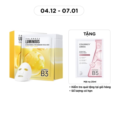 COLORKEY Luminous B3 Brightening & Pore Minimizing Facial Mask 30ml x 10pcs