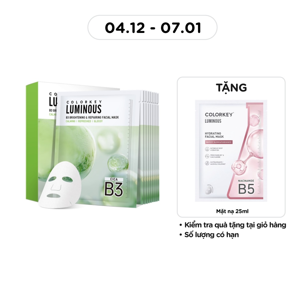 Mặt Nạ Phục Hồi Và Sáng Da B3 Colorkey Luminous B3 Brightening & Repairing Facial Mask 30ml x 10pcs