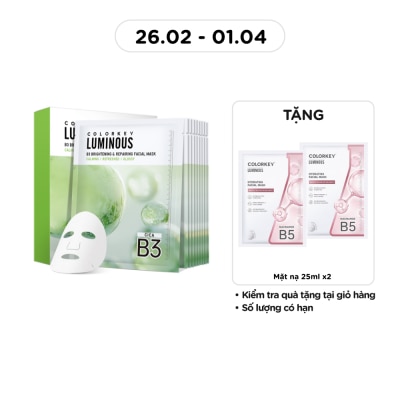 Mặt nạ phục hồi và sáng da b3 colorkey luminous b3 brightening & repairing facial mask 30ml x 10pcs
