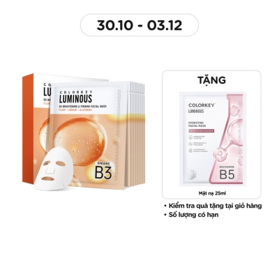 COLORKEY Luminous B3 Brightening & Firming Facial Mask 30ml x 10pcs