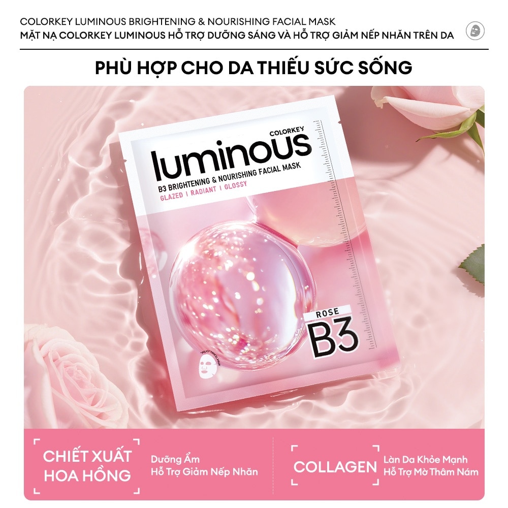 Mặt Nạ Dưỡng Ẩm Và Sáng Da B3 Colorkey Luminous B3 Brightening & Nourishing Facial Mask 30ml x 10pcs