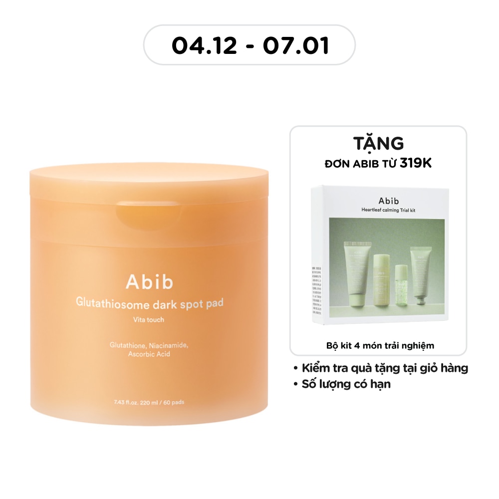 Toner Pad Dưỡng Sáng, Mờ Thâm Abib Glutathiosome Dark Spot Pad Vita Touch 220ml(60pcs)
