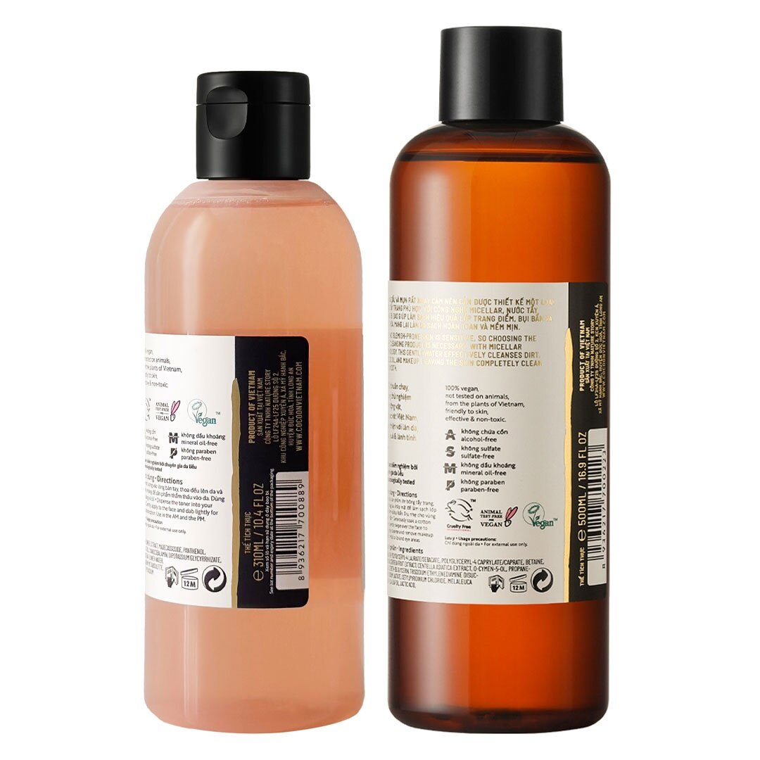 Combo (Hau Giang Lotus Soothing Toner 310ml + Winter Melon Micellar Water 500ml)