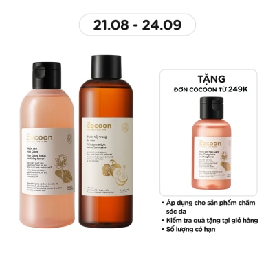 COCOON Combo Cocoon (Nước Cân Bằng Sen Hậu Giang 310ml + Nước Tẩy Trang Bí Đao 500ml)