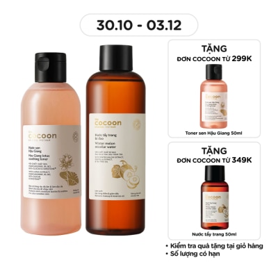 COCOON Combo Cocoon (Nước Cân Bằng Sen Hậu Giang 310ml + Nước Tẩy Trang Bí Đao 500ml)
