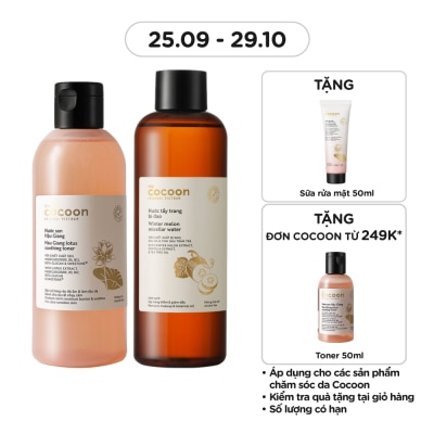 COCOON Combo (Hau Giang Lotus Soothing Toner 310ml + Winter Melon Micellar Water 500ml)