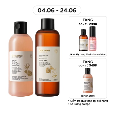 COCOON - Combo Cocoon (Nước Cân Bằng Sen Hậu Giang 310ml + Nước Tẩy Trang Bí Đao 500ml)