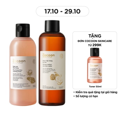 COCOON Combo (Hau Giang Lotus Soothing Toner 310ml + Winter Melon Micellar Water 500ml)