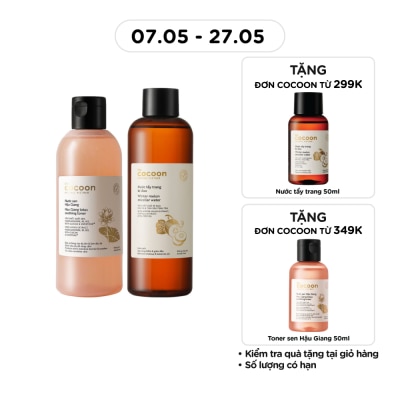 COCOON - Combo Cocoon (Nước Cân Bằng Sen Hậu Giang 310ml + Nước Tẩy Trang Bí Đao 500ml)