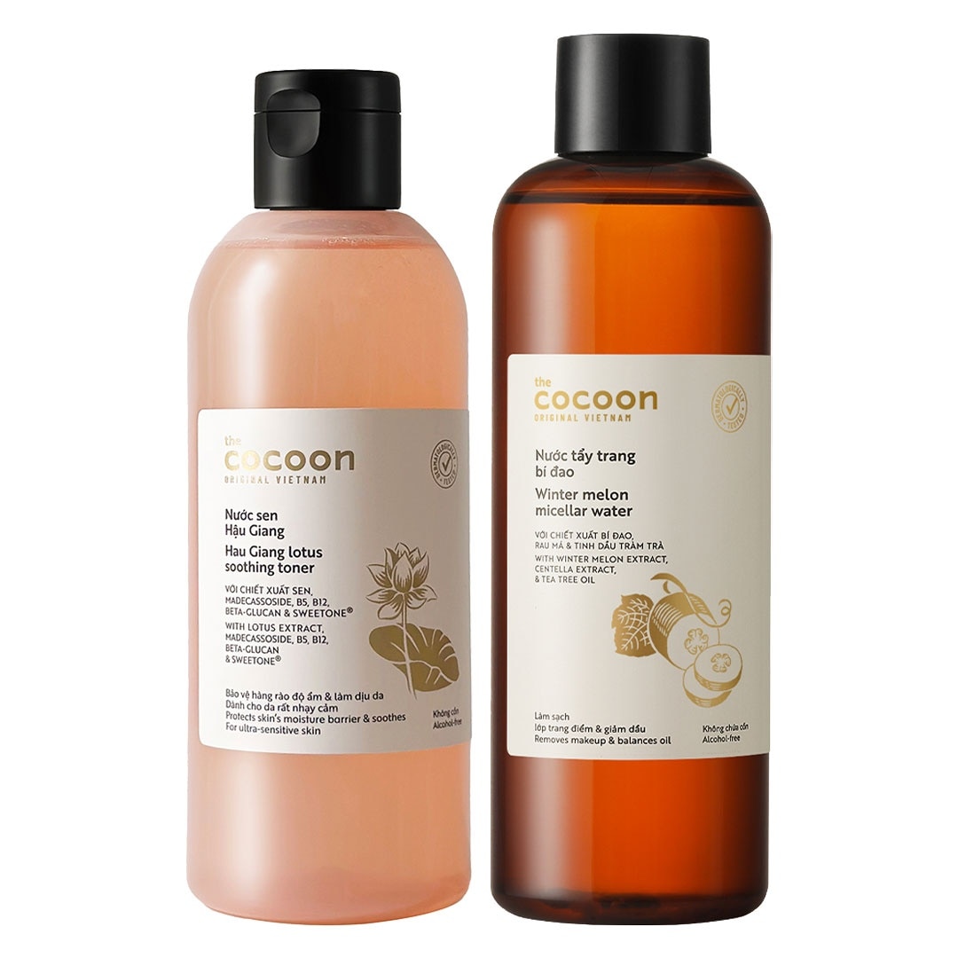 Cocoon Combo (Hau Giang Lotus Soothing Toner 310ml + Winter Melon Micellar Water 500ml)