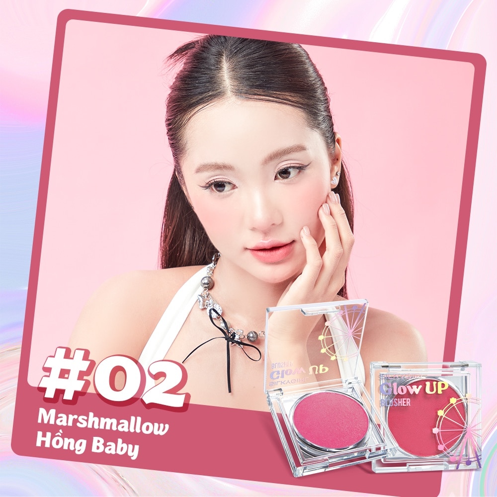 Má Hồng Kem Silkygirl Glow Up Blusher 4g .#02 Marshmallow Hồng Baby