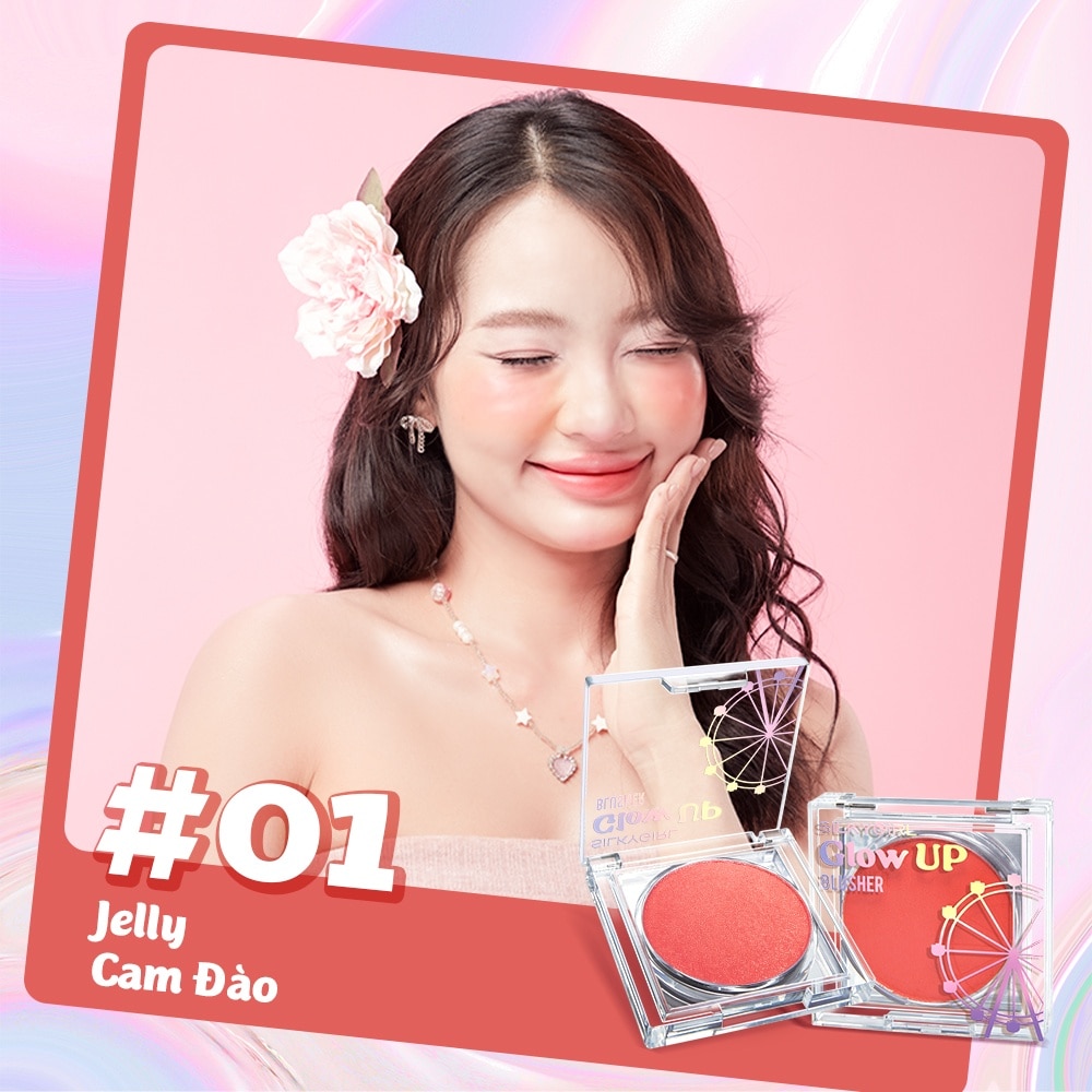 Má Hồng Kem Silkygirl Glow Up Blusher 4g .#01 Jelly Cam Đào