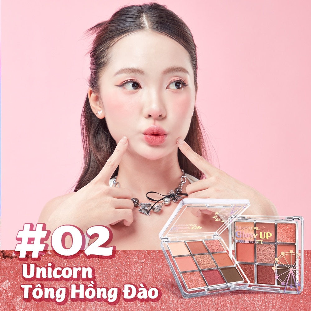 Bảng Phấn Mắt 9 Màu Silkygirl Glow Up Palette 7,2g .#02 Unicorn
