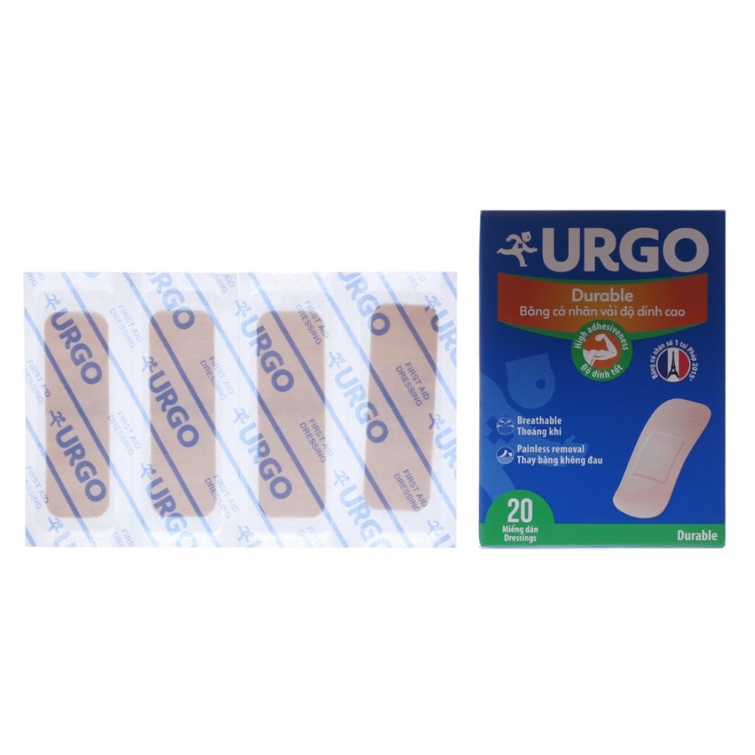Băng Cá Nhân Vải Độ Dính Cao Urgo Durable 20Pcs (Màu Da)