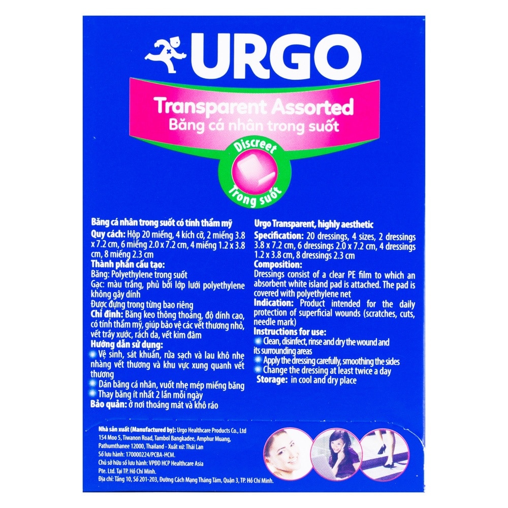 Băng Cá Nhân Urgo Transparent Assorted 20Pcs (Trong Suốt)