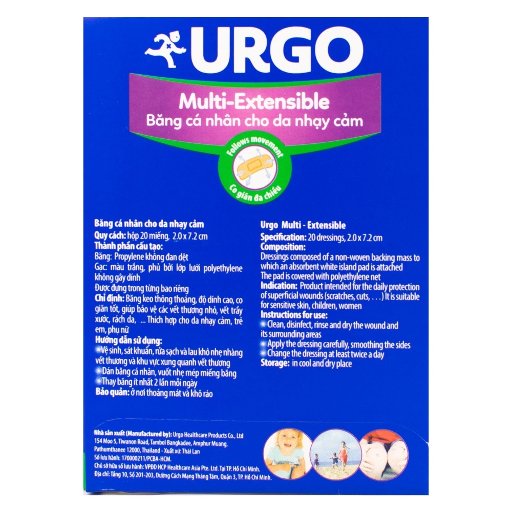 Băng Cá Nhân Urgo Multive-Extensible 20Pcs (Da Nhạy Cảm)